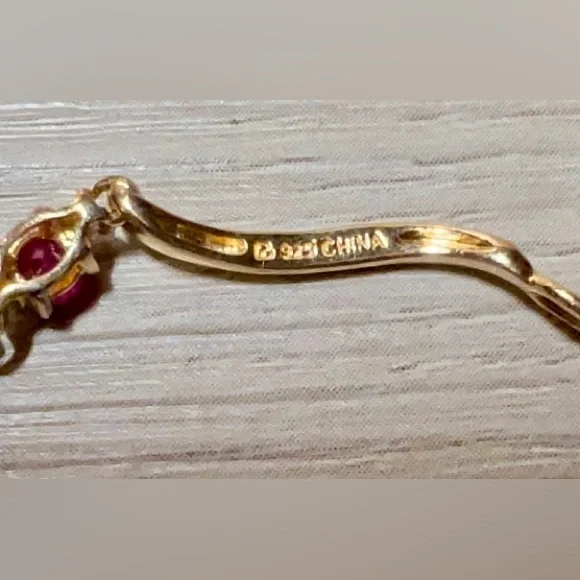 Vintage Prime Art Gold Over Sterling Silver Tourmaline Bracelet, 7.5", 5.5g - Picture 6 of 6